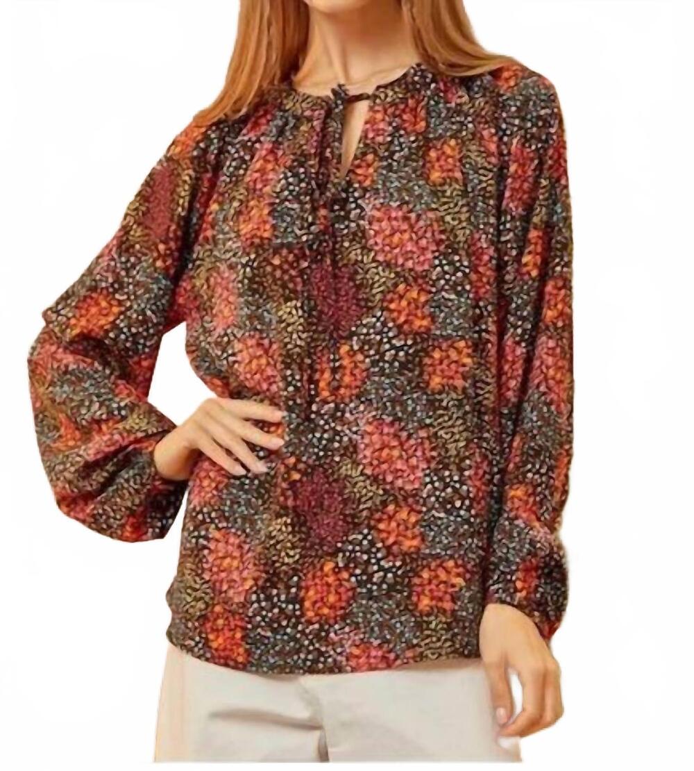 NEW ANDREE BY UNIT fall foliage mist top in multi